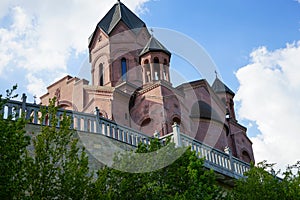 Beautiful architecture of the Armenian Christian church built in a mountainous area on a difficult terrain