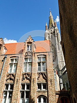 Beautiful architecture of Bruges captured on a sunny day