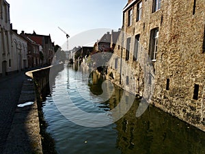 Beautiful architecture of Bruges captured on a sunny day