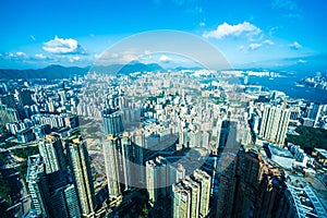 Beautiful architecture building exterior cityscape of hong kong