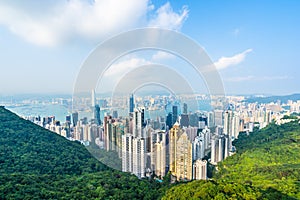 Beautiful architecture building exterior cityscape of hong kong