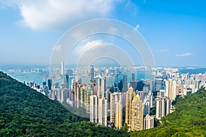 Beautiful architecture building exterior cityscape of hong kong