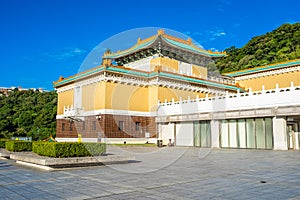 Beautiful architecture building exterior of landmark of taipei national palace museum in taiwan