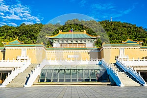 Beautiful architecture building exterior of landmark of taipei national palace museum in taiwan photo
