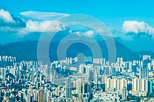 Beautiful architecture building in hong kong city skyline