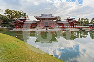 Beautiful Architecture Byodo-in Temple in autumn season at Kyoto