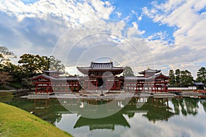 Beautiful Architecture Byodo-in Temple in autumn season at Kyoto