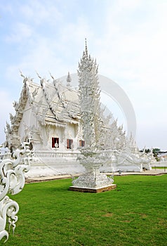 Beautiful architecture of the church in the temple (Wat Rong Khun),Chiang