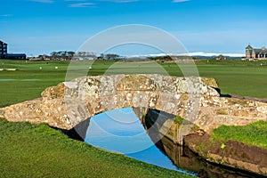 Beautiful architecture of the city of St. Andrews near the golf course in Scotland