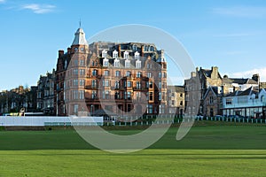 Beautiful architecture of the city of St. Andrews near the golf course in Scotland
