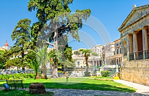 Beautiful architecture of Corfu Old Town in Greece