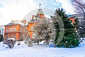 Beautiful architecture former government building hall landmakr of Sapporo city Hokkaido