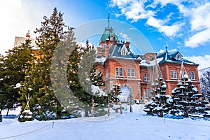 Beautiful architecture former government building hall landmakr of Sapporo city Hokkaido