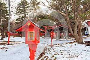 Beautiful Architecture Fushimiinari Taisha Shrine Temple in Hokkaido, Japan During winter season