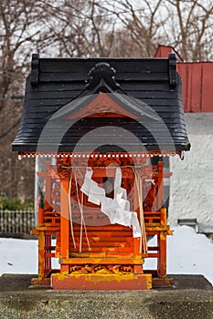 Beautiful Architecture Fushimiinari Taisha Shrine Temple in Hokkaido, Japan During winter season