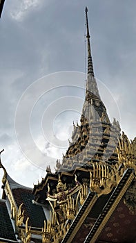 Beautiful architecture in Grand Palace in evening Bangkok Thailand