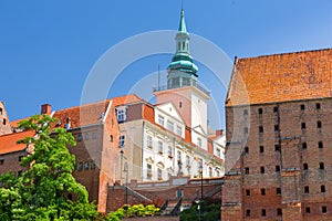 Beautiful architecture of Grudziadz with granaries at Wisla river, Poland photo