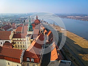 Beautiful architecture of Grudziadz at Wisla river photo