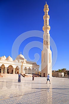 Beautiful architecture of Hurghada Marina Mosque in Egypt