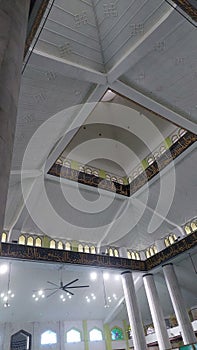 Beautiful architecture inside Al Azim Mosque Melaka