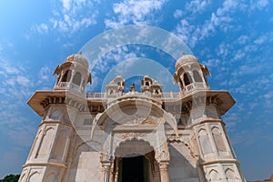 Beautiful architecture of Jaswant Thada cenotaph, Jodhpur, Rajasthan,India. in memory of Maharaja Jaswant Singh II. Makrana marble