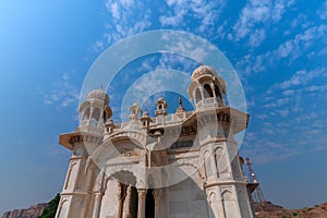 Beautiful architecture of Jaswant Thada cenotaph, Jodhpur, Rajasthan,India. in memory of Maharaja Jaswant Singh II. Makrana marble