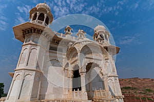 Beautiful architecture of Jaswant Thada cenotaph, Jodhpur, Rajasthan,India. in memory of Maharaja Jaswant Singh II. Makrana marble