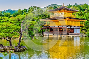 Beautiful architecture at Kinkaku-ji (Temple of the Golden Pavilion), officially named Rokuon-ji (Deer Garden Temple), a Zen