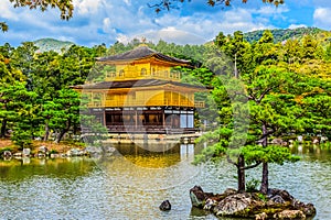 Beautiful architecture at Kinkaku-ji (Temple of the Golden Pavilion), officially named Rokuon-ji (Deer Garden Temple), a Zen