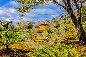 Beautiful architecture at Kinkaku-ji (Temple of the Golden Pavilion), officially named Rokuon-ji (Deer Garden Temple), a Zen