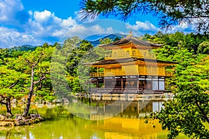 Beautiful architecture at Kinkaku-ji (Temple of the Golden Pavilion), officially named Rokuon-ji (Deer Garden Temple), a Zen