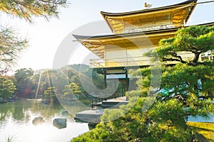 Beautiful Architecture at Kinkakuji Temple (The Golden Pavilion) in Kyoto.