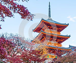 Beautiful Architecture in Kiyomizu-dera Temple Kyoto,.