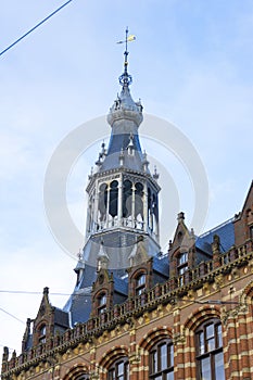 Beautiful architecture of Magna Plaza shopping center in Amsterdam, Netherlands