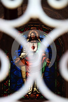 Santa Barbara Mission Stained Glass Portrait of Jesus