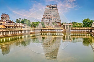 The beautiful architecture of Nataraja Temple in Tamil Nadu, India.