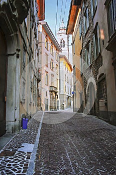 Beautiful architecture of the old city of Bergamo Italy