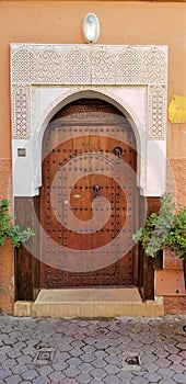 Beautiful architecture of old fortified city Medina Marrakesh