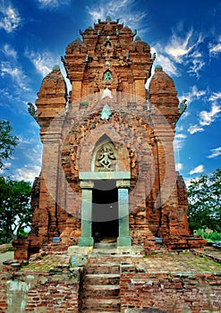 Beautiful architecture of Po Klong Garai Cham temple in Phan Rang, Vietnam. Ninh Thuan province. Temple located on Trau hill