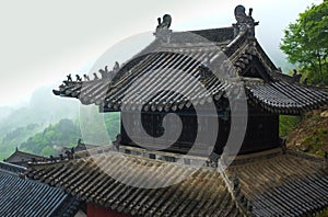 Beautiful architecture roof Chinese temple in Wudang China