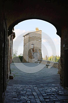 The beautiful architecture of San Quirico d`Orcia in Tuscany.