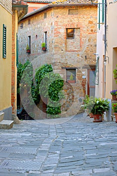 The beautiful architecture of San Quirico d`Orcia in Tuscany.