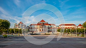 Beautiful architecture of Sopot with Spa House Dom Zdrojowy at morning, Poland.