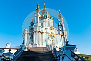 Beautiful architecture of the St Andrew`s Church, Kiev, Ukraine
