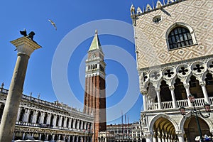 Beautiful architecture, St. Mark`s Square in Venice, Italy