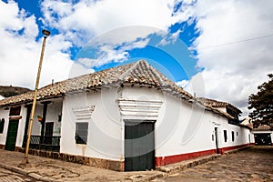 Beautiful architecture of the streets of the colonial small town of Iza located in the Boyaca department in Colombia