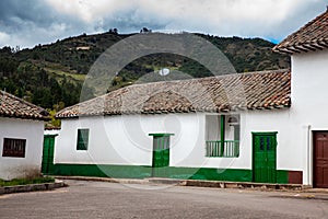 Beautiful architecture of the streets of the colonial small town of Iza located in the Boyaca department in Colombia