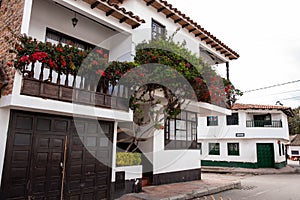 Beautiful architecture of the streets of the colonial small town of Iza located in the Boyaca department in Colombia