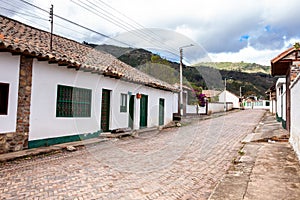 Beautiful architecture of the streets of the colonial small town of Iza located in the Boyaca department in Colombia