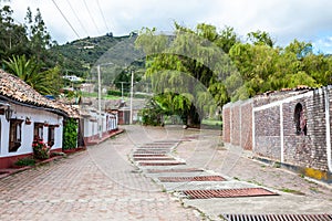 Beautiful architecture of the streets of the colonial small town of Iza located in the Boyaca department in Colombia